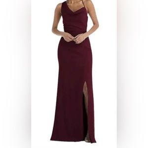 AFTER SIX New Sz 8  Cabernet One Shoulder Draped Cowl Neck Maxi Bridesmaid Dress